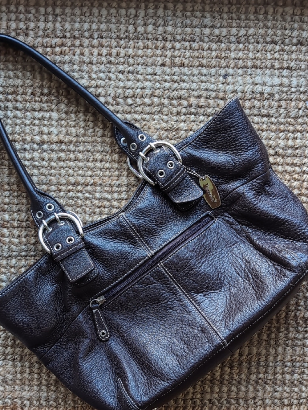 Tignanello Leather Satchel Purse (Cocoa Brown)